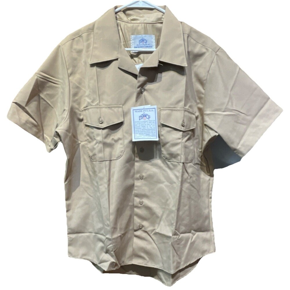 DSCP Quarterdeck Beige Cotton Blend Military Shirt Large-Classic 8405-01-539-70…